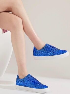 Jeekopeg Royal Blue Glitter Sequin Sneakers – Unisex Size 12